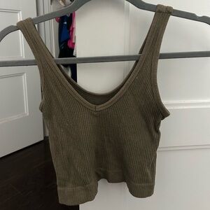 Urban Outfitters Green Ribbed Cut Out Tank Top